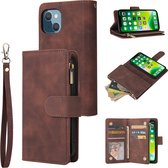 Luxe Telefoonhoesje voor Apple iPhone 13 Mini | Hoogwaardig Leren Bookcase | Lederen Wallet Case | Luxe Uitstraling | Pasjeshouder 6 stuks | Bruin