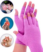 Kangka Reuma Compressie Handschoenen met Open Vingertoppen Design Maat L - Paars
