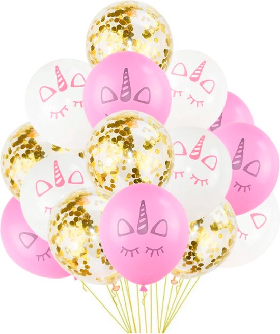 ProductGoods - 15 Eenhoorn Ballonnen Pakket - Verjaardag - Feestdecoratie - Thema Feestje - Unicorn - Versiering - Feest