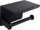 Bee's WC Rolhouder - Toiletrolhouder - Met Plankje - Zwart