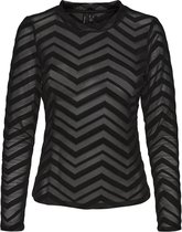 Vero Moda T-shirt Vmdaya Ls Top Jrs Ff 10258311 Black/ Zigzag Dames Maat - XS