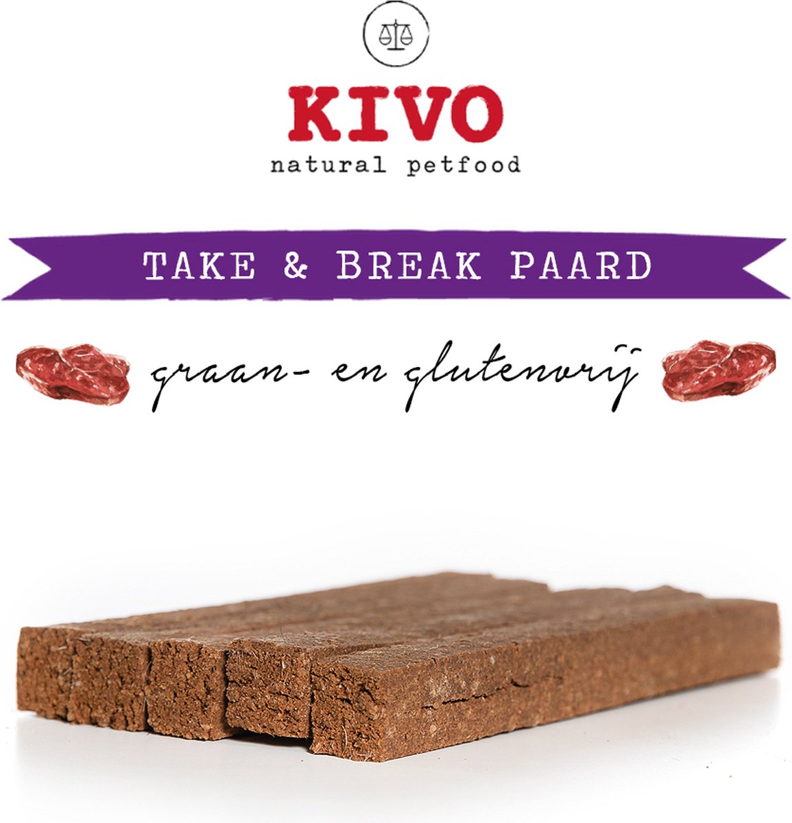 Kivo Petfood Hondensnack Take & Break Paard 16 stuks - Kauwstaaf zonder granen of gluten.