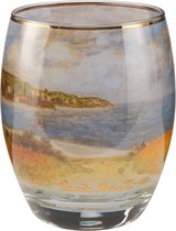 Goebel® - Claude Monet | Windlicht / Theelicht "Strandpad korenvelden" | Glas, 10cm, waxinelicht houder, met echt goud