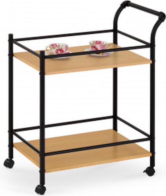 Chariot De Service Vintage – Motif Floral – Chrome Et Plastique – Années 70/80 – Bon état