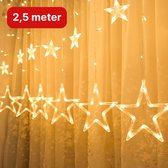 Nuvance - Dimbaar LED Sterrengordijn - 2.5m - Warm Wit - Kerstverlichting voor Binnen en Buiten - Kerstversiering - Kerstdecoratie