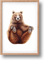 Poster bruine beer - A4 - mooi dik papier - Snel verzonden! - bosdieren - dieren in aquarel - geschilderd door Mies