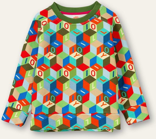 Hoores sweater 76 AOP Oilily logo blocks Green: 140/10yr
