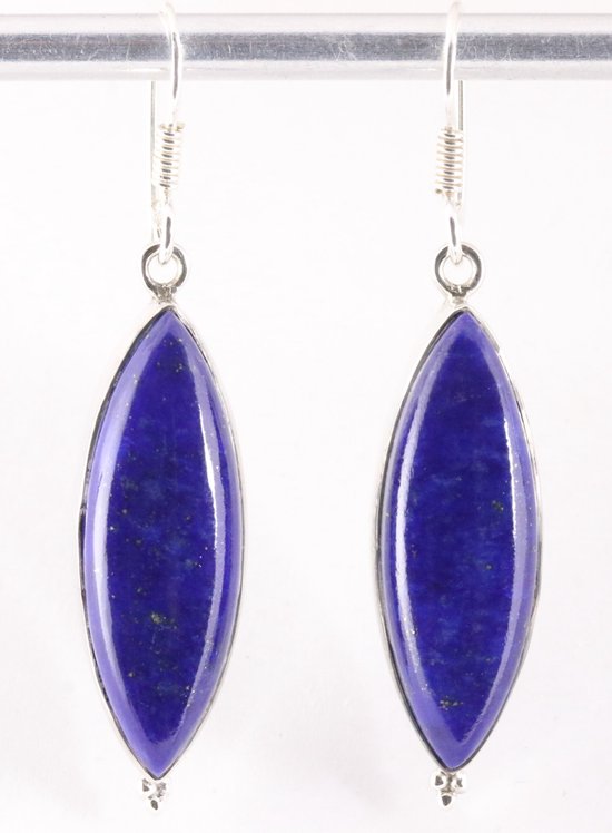 Lange zilveren oorbellen met lapis lazuli