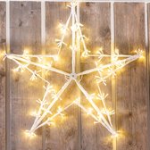 Kerstster wit 80 cm met 320 led lampjes - warm wit licht – maat S - kerstfiguren - IP44 voor binnen en buiten - Luksus