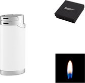 Eurojet Taipeh White / Chrome Soft Flame aansteker met geschenkverpakking.