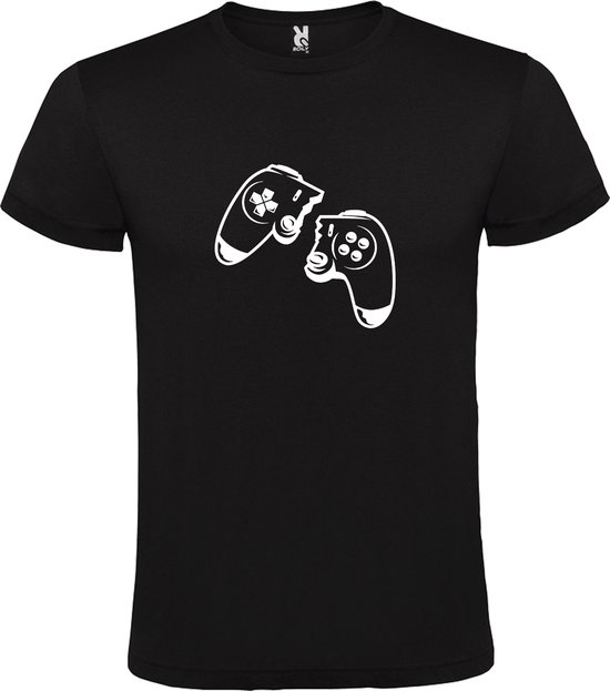 Zwart T-Shirt met “ Gebroken Game controller “ logo Wit Size M