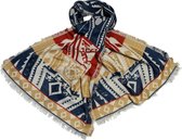 Jessidress® Lange Warme Sjaal Luxe Sjaals Elegante Dames Wintersjaal Omslagdoek 182 x 67 cm - Rood/Blauw