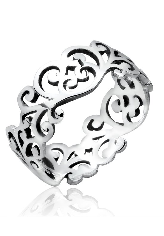 Elli Dames Ring dames ornament uitgesneden bladeren in 925 sterling zilver