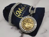 Mei's | Viking Spinning Wolf Moon | ketting mannen / Viking Sieraad | 316L Roestvrij Staal / Stainless Steel | 50 cm / zilver / goud