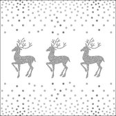 Ambiente - Kerstservetten - Papieren Servetten 33 Deer and Dots Silver/White - FSC Mix - 16.5x16.5 cm