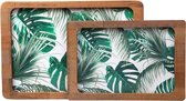 Joy Kitchen houten dienblad rechthoek Yaprak Desenli set van 2 | decoratieve accessoires | dienblad hout | dienbladen | borrelplank | serveerplank | tapasplank | woondecoratie | Gr
