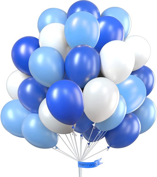 Blauwe Witte Ballonnen, 100 Stuks 12 Inch Koningsblauwe Ballonnen, Lichtblauwe Ballonnen En Witte Ballonnen, Blauw Witte Feestballonnen Voor Jongens