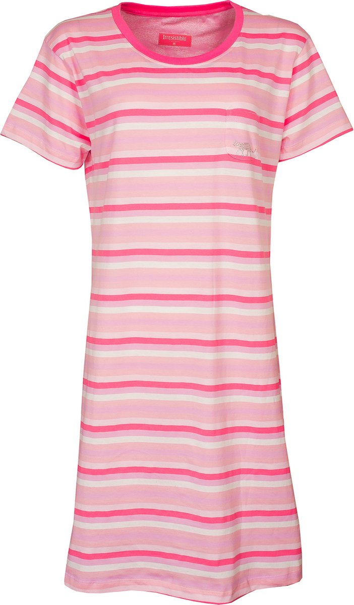 Irresistible Dames Nachthemd - Slaapkleed - Gestreept - Roze