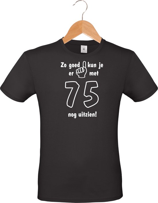 Foto: Mijncadeautje leeftijd t shirt zo goed kun je er uitzien 75 jaar unisex zwart maat l 