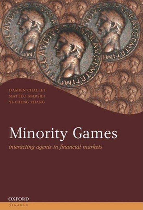 Couverture du livre Minority Games montrant des pièces romaines sur un fond rouge foncé.