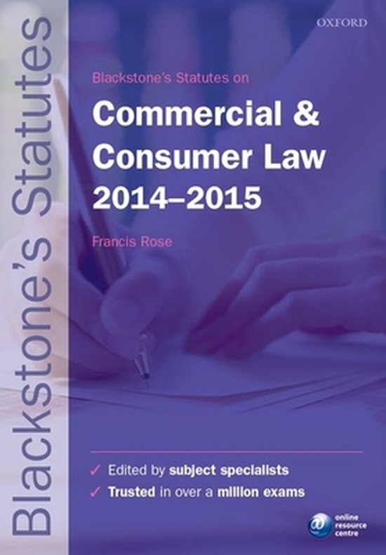 Blackstone's Statutes on Commercial & Consumer Law 20142015