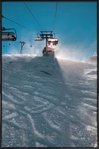 JUNIQE - Poster in kunststof lijst Let's Go Skiing -40x60 /Blauw &