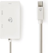 Nedis Mini DisplayPort-Kabel - DisplayPort 1.2 - Mini-DisplayPort Male - DVI-D 24+1-Pins Female / HDMI Input / VGA Female 15p - 21.6 Gbps - Vernikkeld - 0.20 m - Rond - PVC - Wit - Polybag