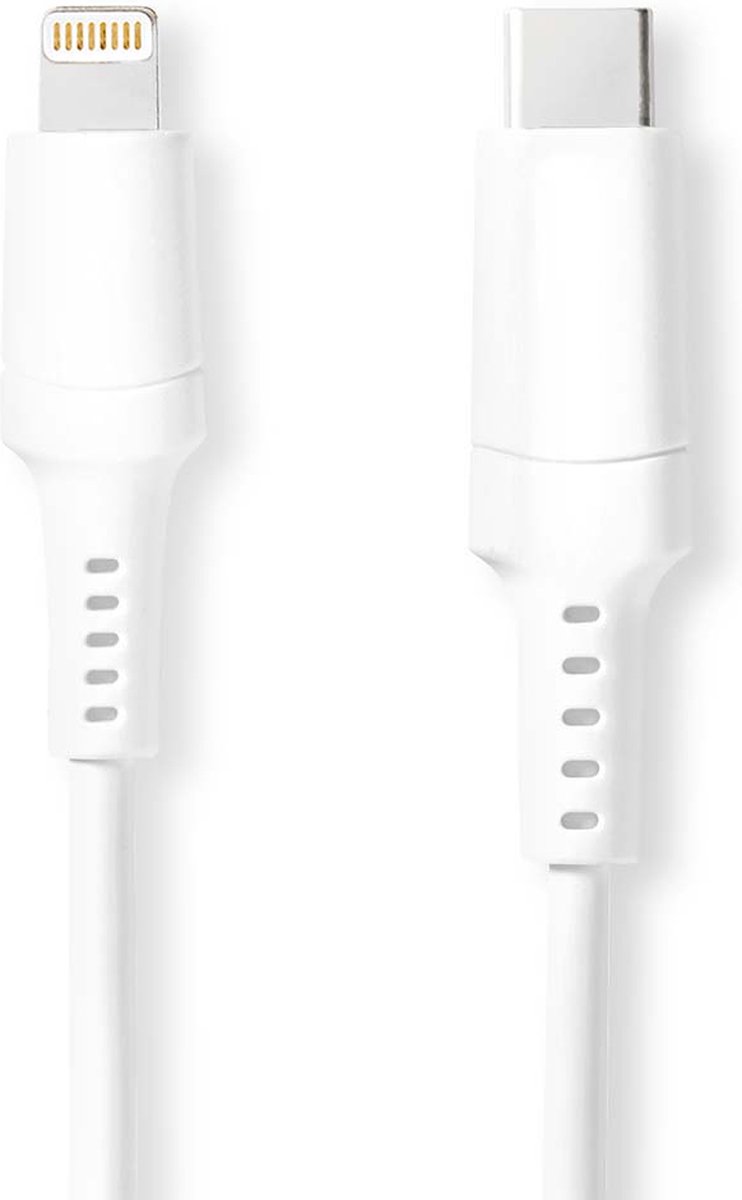 Nedis Lightning Kabel - USB 2.0 - Apple Lightning 8-Pins - USB-C Male - 480 Mbps - Vernikkeld - 2.00 m - Rond - PVC - Wit - Doos