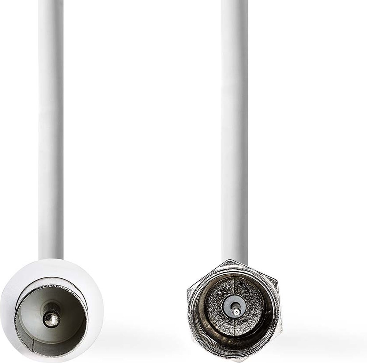 Satelliet- en Antennekabel | F-Male | IEC (Coax) Male | Vernikkeld | 75 Ohm | Dubbel Afgeschermd | 10.00 m | Rond | PVC | Wit | Envelop