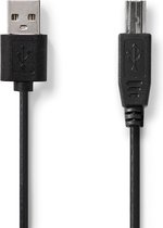 USB-Kabel | USB 2.0 | USB-A Male | USB-B Male | 480 Mbps | Vernikkeld | 1.00 m | Rond | PVC | Zwart | Label