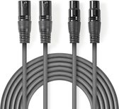 Nedis Gebalanceerde Audiokabel - 2x XLR 3-Pins Male - 2x XLR 3-Pins Female - Vernikkeld - 5.00 m - Rond - PVC - Donkergrijs - Kartonnen Sleeve