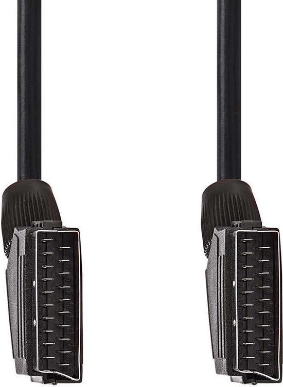 Nedis SCART-Kabel - SCART Male - SCART Male - Vernikkeld - 480p - 1.50 m - Rond - PVC - Zwart - Label - Nedis