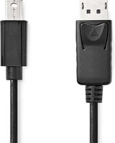 Mini DisplayPort-Kabel - DisplayPort 1.2 - Mini-DisplayPort Male - DisplayPort Male - 21.6 Gbps - Vernikkeld - 1.00 m - Rond - PVC - Zwart - Envelop