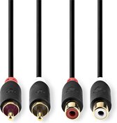 Nedis CABW24205AT20 Stereo Audiokabel 2x Rca Male - 2x Rca Female 2,0 M Antraciet