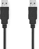 USB-Kabel | USB 2.0 | USB-A Male | USB-A Male | 480 Mbps | Vernikkeld | 2.00 m | Rond | PVC | Zwart | Polybag