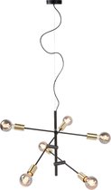 HighLight hanglamp Sticks 6L - zwart / goud