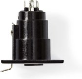 Nedis XLR-Connector | Recht | Female | Vernikkeld | Chassis | Diameter kabelinvoer: 5.0 mm | Metaal | Zwart | 1 Stuks | Polybag