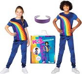 K3 pak verkleedpak - regenboog blauw - maat 6-8 jaar + haarband