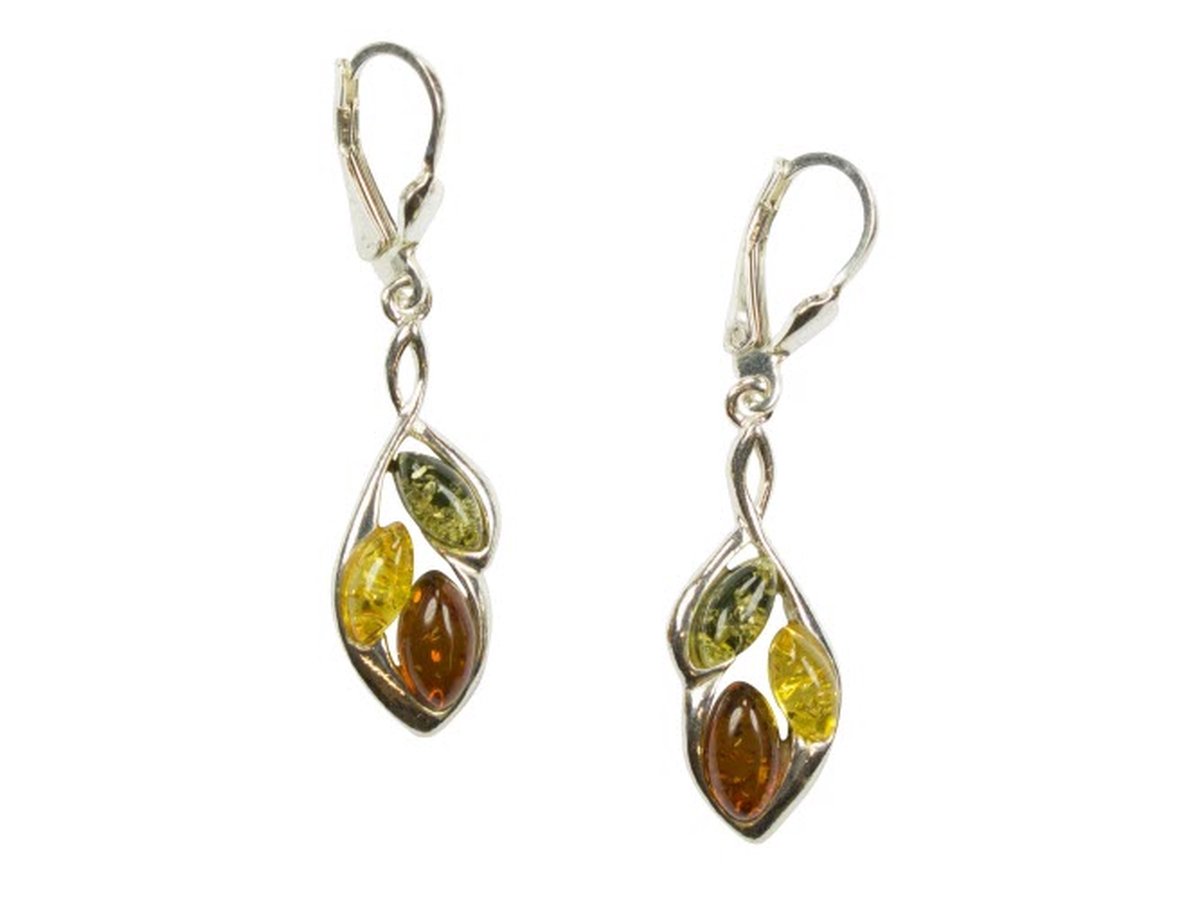 Zilveren oorbellen met sluiting Amber / Barnsteen 925 zilver