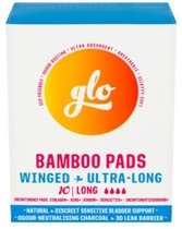 GLO | 10 extralange bamboe incontinentieverbanden | bamboo long pads |  4 absorptiedruppels