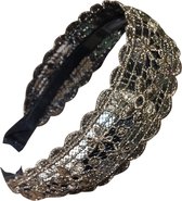 Jessidress® Chique Diadeem met kant Haar Diademen Feestelijke Hoofdband - Bruin