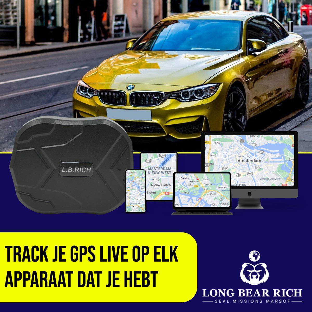 Riloer GPS-tracker met magnetische LBS-positionering en geluidsopname