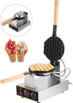 Autura® Professionele Bubbel Wafelijzer - Wafelmaker - Bubble Waffle - 180° draaien - 1400W - RVS