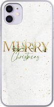 Geschikt voor iPhone 11 hoesje - Kerst - Quotes - Merry Christmas - Spreuken - Goud - Siliconen Telefoonhoesje