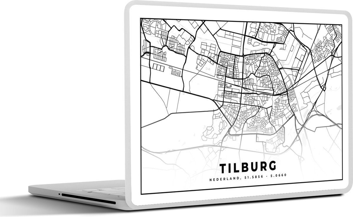 Laptop sticker - 13.3 inch - Kaart - Tilburg - Nederland - 31x22,5cm - Laptopstickers - Laptop skin - Cover