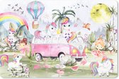 Muismat - Mousepad - Unicorn - Regenboog - Roze - Kinderen - 27x18 cm