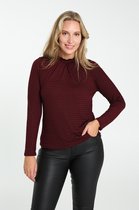 Cassis - Female - T-shirt met opstaande kraag in reliëfstof  - Bordeaux