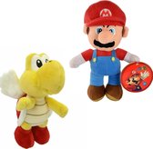 Super Mario Bros (28 cm) + Koopa Paratroopa (20 cm) Pluche Knuffel Set  + Super Mario Sticker! | Mario Luigi Peluche Plush Toy | Speelgoed knuffeldier knuffelpop voor kinderen | mario odyssey