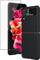 Hoesje geschikt voor Samsung Flip 3 - Screenprotector - Fluweel Case Zwart