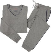 La-V pyjama sets jersey voor jongens met V-hals Grijs 170-176